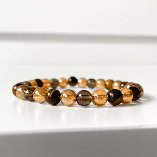 tigrisszem és füstkvarc aurakvarc ásványgyöngy karkötő