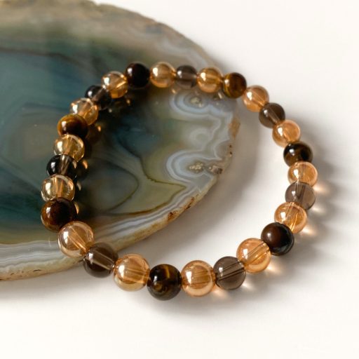 tigrisszem és füstkvarc aurakvarc ásványgyöngy karkötő