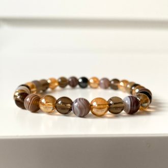 botswanai achát füstkvarc aurakvarc ásványgyöngy karkötő