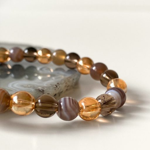 botswanai achát füstkvarc aurakvarc ásványgyöngy karkötő