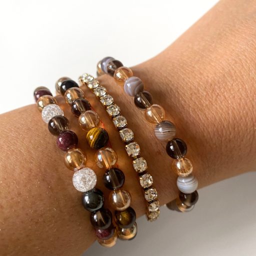 botswanai achát füstkvarc aurakvarc ásványgyöngy karkötő