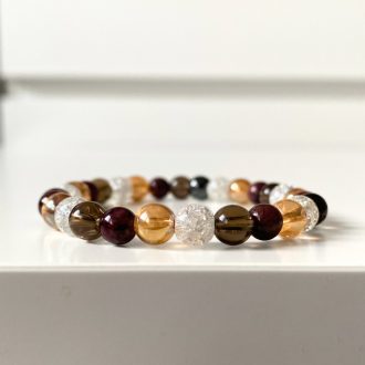 gránát, hegyikristály, kvarc ásványgyöngy karkötő