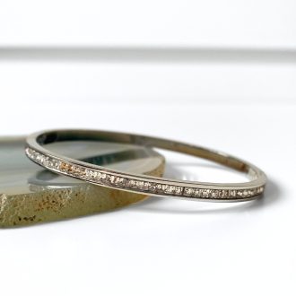 nemesacél karkötő ezüst bevonattal cirkónia kővel