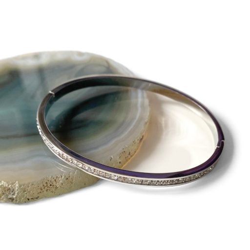 nemesacél karkötő ezüst bevonattal cirkónia kővel