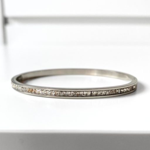 nemesacél karkötő ezüst bevonattal cirkónia kővel