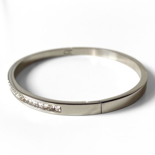 nemesacél karkötő ezüst bevonattal cirkónia kővel