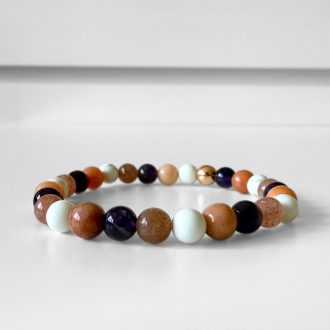 ametiszt, aventurin, howlit, kvarc ásványgyöngy karkötő