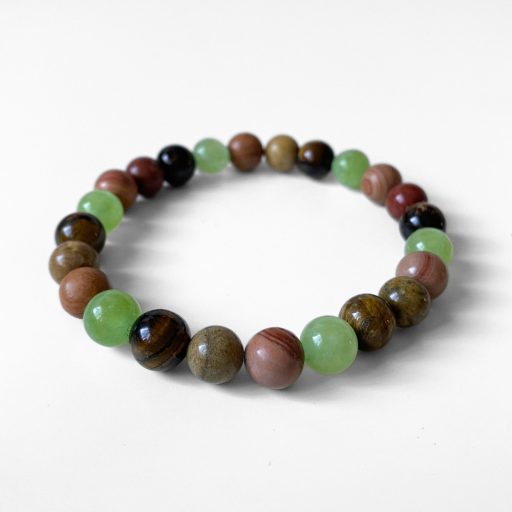  kvarc, jáspis, tigrisszem férfi ásványgyöngy karkötő