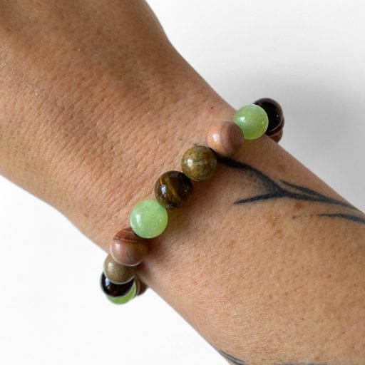  kvarc, jáspis, tigrisszem férfi ásványgyöngy karkötő