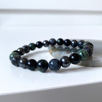 hematit, jáspis, larvikit, ónix férfi ásványgyöngy karkötő