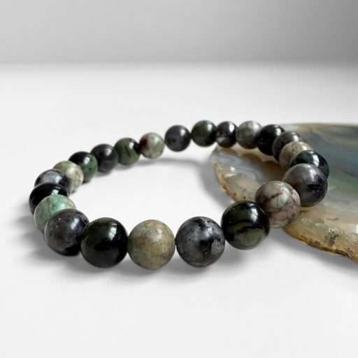  larvikit, jáspis, maifan férfi ásvány karkötő