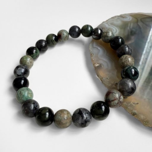  larvikit, jáspis, maifan férfi ásvány karkötő