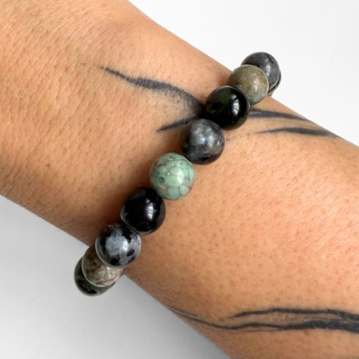  larvikit, jáspis, maifan férfi ásvány karkötő