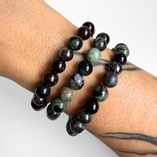  larvikit, jáspis, maifan férfi ásvány karkötő