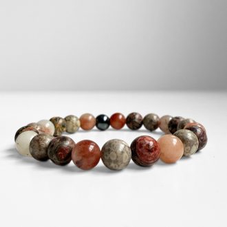  leopárd jáspis, maifan, barna jade férfi ásvány karkötő