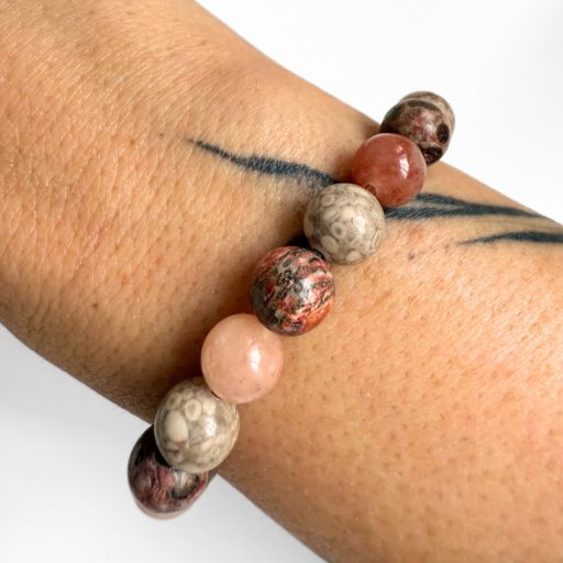  leopárd jáspis, maifan, barna jade férfi ásvány karkötő