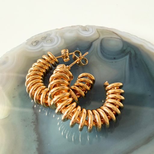 nemesacél fülbevaló 18 karátos arany bevonattal