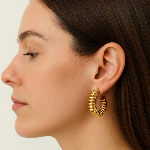 nemesacél fülbevaló 18 karátos arany bevonattal