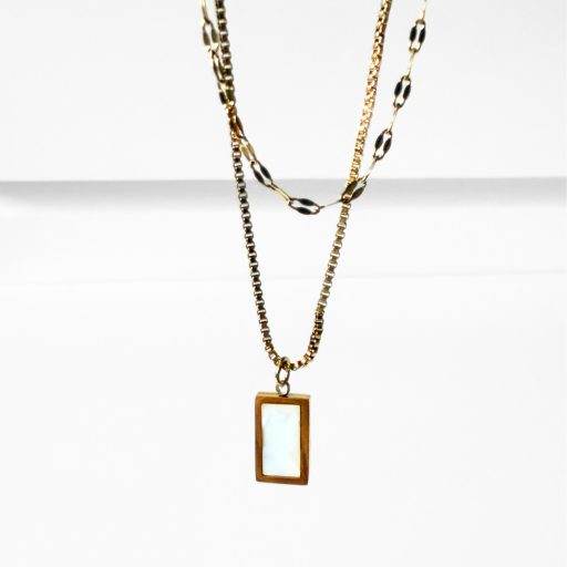  nemesacél nyaklánc 18 karátos arany bevonattal, zománc medállal