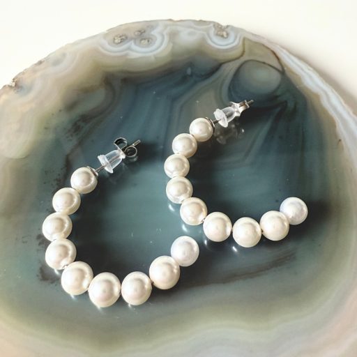 gyöngyös nemesacél fülbevaló ezüst bevonattal