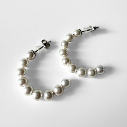 gyöngyös nemesacél fülbevaló ezüst bevonattal