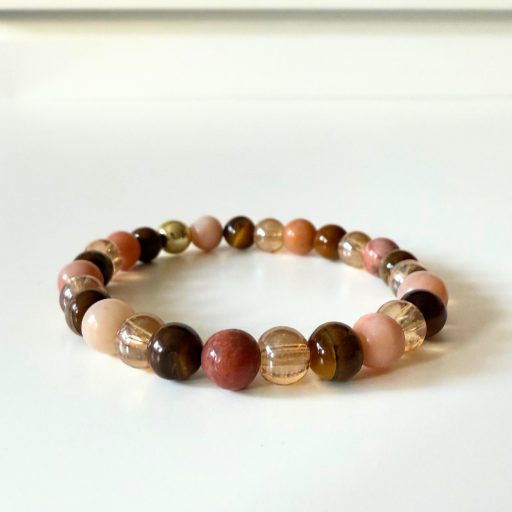 aventurin, kvarc, tigrisszem ásványgyöngy karkötő