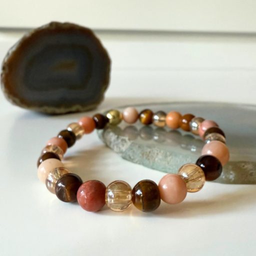 aventurin, kvarc, tigrisszem ásványgyöngy karkötő