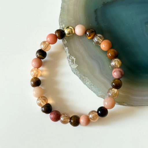 aventurin, kvarc, tigrisszem ásványgyöngy karkötő