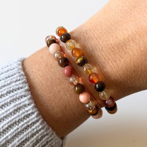 aventurin, kvarc, tigrisszem ásványgyöngy karkötő