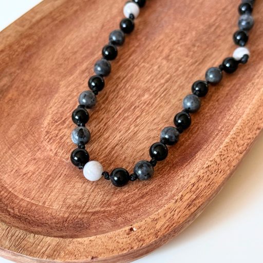 ónix larvikit szürke jade  férfi ásvány nyaklánc