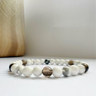 howlit és füstkvarc női ásvány karkötő