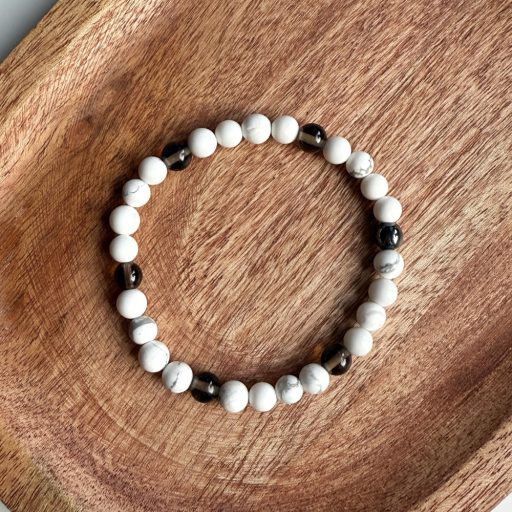 howlit és füstkvarc női ásvány karkötő