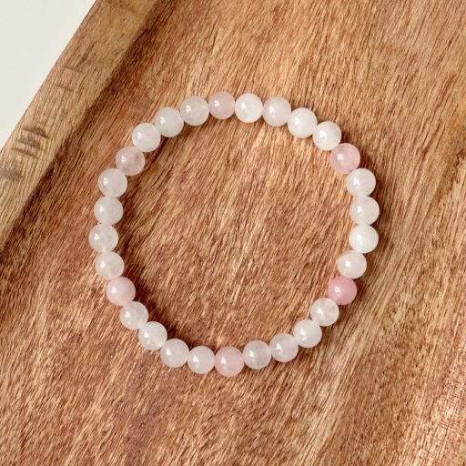 fehér jade és rózsakvarc női ásvány karkötő