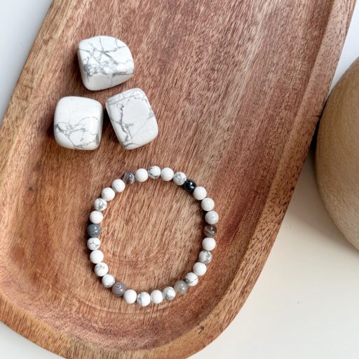 howlit és botswanai achát női ásvány karkötő