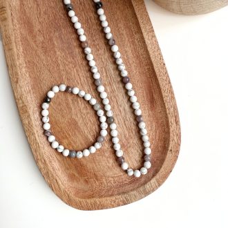 howlit és botswana achát ásvány karkötő és nyaklánc