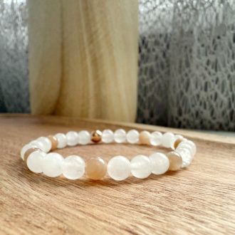 tejkvarc és napkő női ásvány karkötő