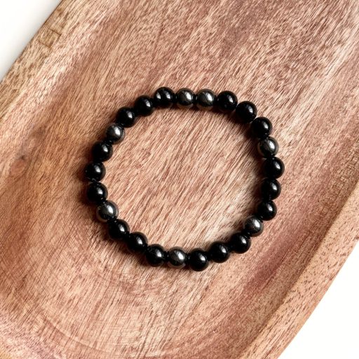 ónix hematit férfi ásvány karkötő