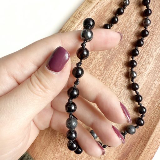 ónix hematit larvikit férfi ásvány nyaklánc