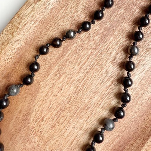 ónix hematit larvikit férfi ásvány nyaklánc