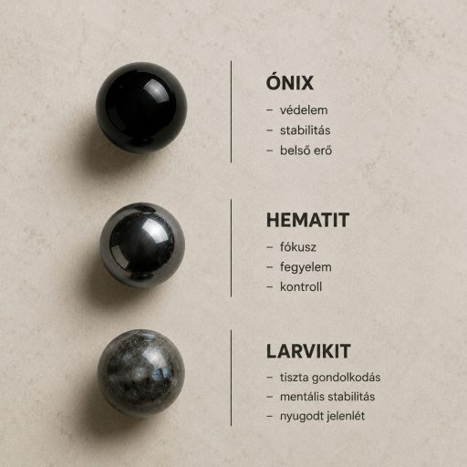 ónix hematit larvikit férfi ásvány nyaklánc