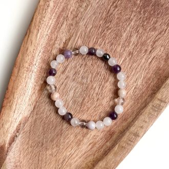 fehér jade hegyikristály lepidolit ametiszt női ásvány karkötő
