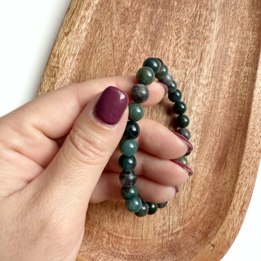 férfi mohaachát larvikit ásvány karkötő